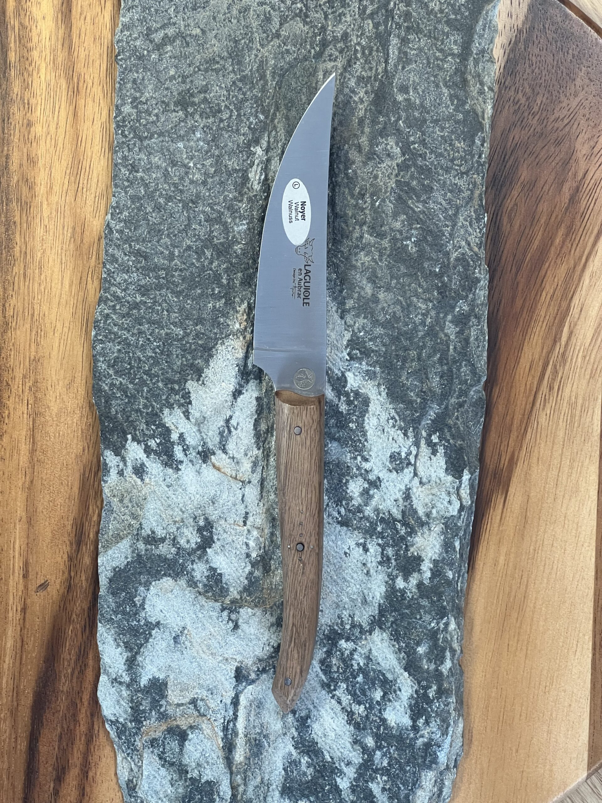 Couteau d’office Gourmet Laguiole, manche en noyer, lame de 10 cm, acier 14C28N